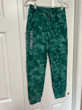 Abercrombie Kids Green Tie Dye Logo Jogger Sweatpants Size 13/14